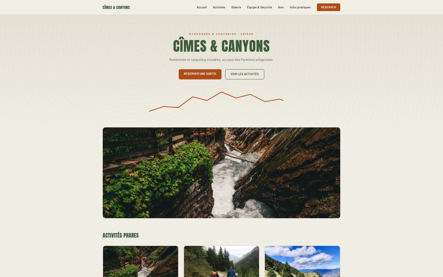 Capture d'écran du site Cimes et Canyons