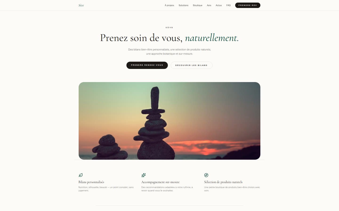 Capture d'écran du site Sève
